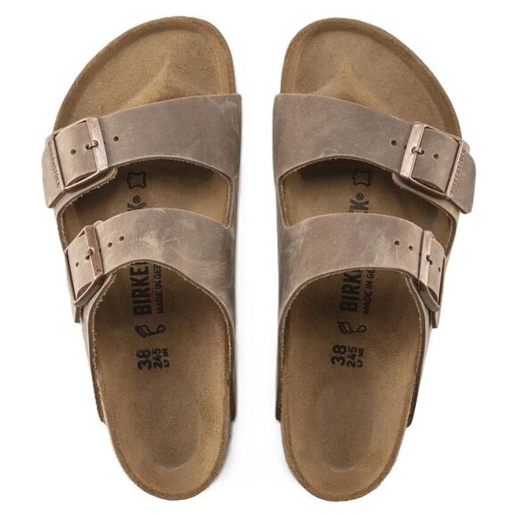 Birkenstock Unisex Arizona Oiled Leather Tabacco Brown Sandal Hard Footbed